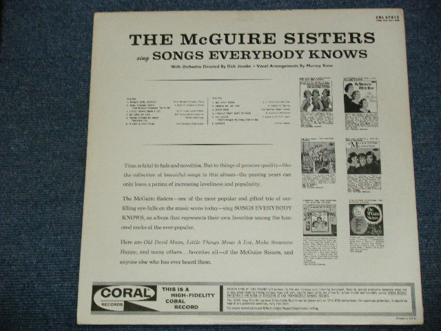 画像: THE McGUIRE SISTERS - SING SONGS EVERYBODY KNOWS / 1962 US ORIGINAL MONO LP