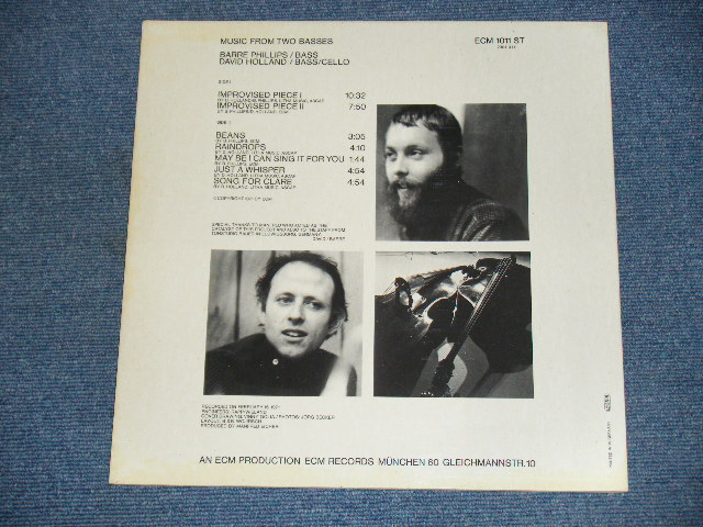 画像: DAVID HOLLAND / RARRE PHILLIPS - MUSIC FROM TWO BASSES / 1971(?) WEST-GERMANY ORIGINAL LP