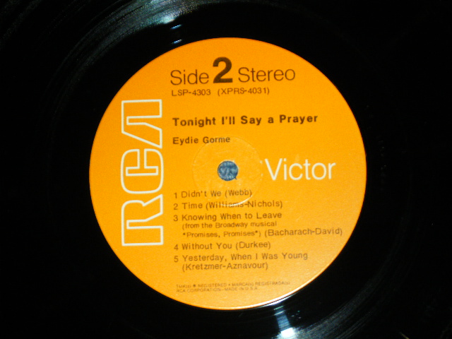 画像: EYDIE GORME - TONIGHT I'LL SAY A PRAYER(Ex++/Ex+++ Looks:Ex+)   / 1970 US ORIGINAL  STEREO LP