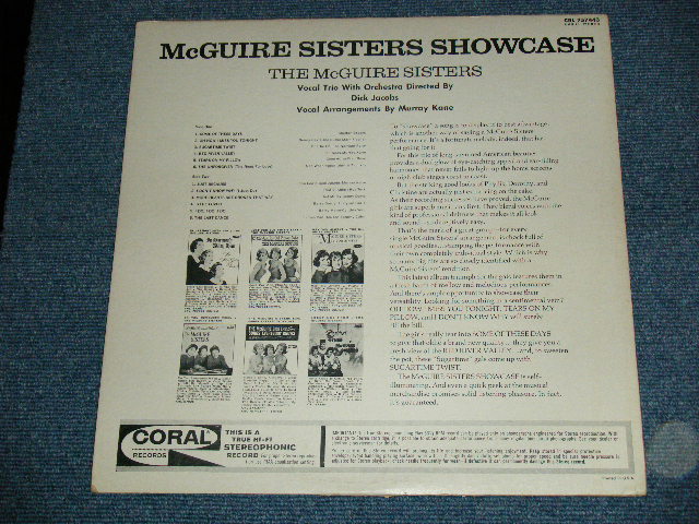 画像: THE McGUIRE SISTERS - SHOWCASE / 1960's  US ORIGINAL STEREO  LP