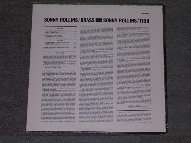 画像: SONNY ROLLINS - SONNY ROLLINS BRASS SONNY ROLLINS TRIO / 1962 US ORIGINAL MONO LP 
