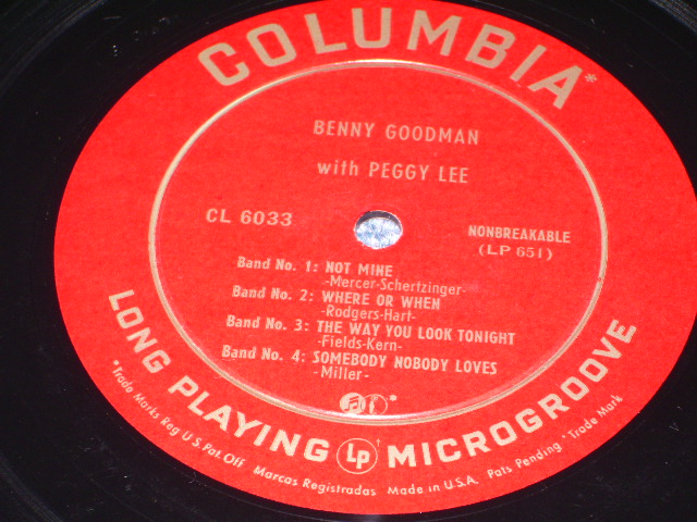 画像: BENNY GOODMAN / PEGGY LEE - BENNY GOODMAN Vocal By PEGGY LEE / 1949 US ORIGINAL 10"LP  
