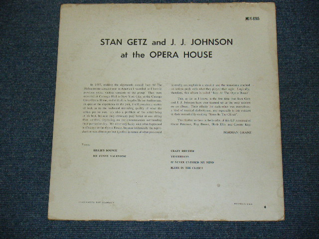画像: STAN GETZ and J.J. JAY JAY JOHNSON - AT THE OPERA HOUSE   / 1958 US ORIGINAL MONO LP