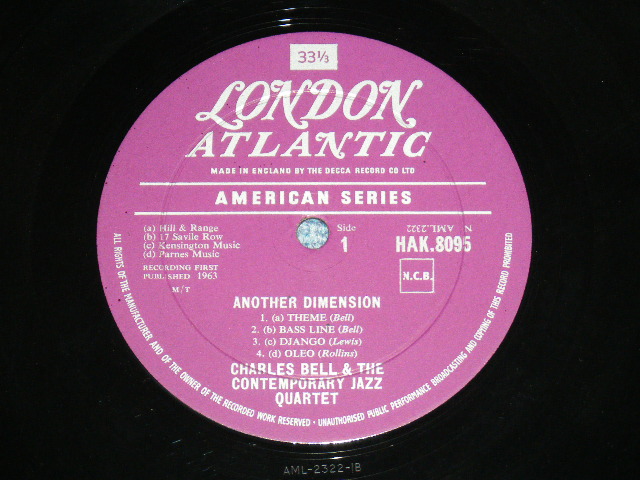 画像: CHARLES BELL and THE CONTEMPORARY JAZZ QUARTET - ANOTHER DIMENSION / 1963 UK ENGLAND ORIGINAL MONO LP 