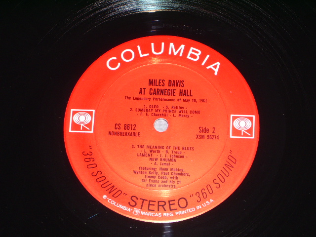 画像: MILES DAVIS - AT CARNEGIE HALL / 1962 2nd Press 360 Sound STEREO in Black on Label LP 