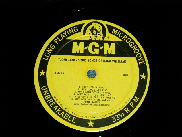 画像: JONI JAMES - SINGS SONGS OF HANK WILLIAMS( Ex/Ex++ ) / 1959 US ORIGINAL YELLOW Label  MONO LP