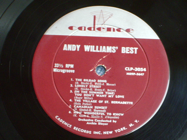 画像: ANDY WILLIAMS - BEST / US ORIGINAL MONO LP  