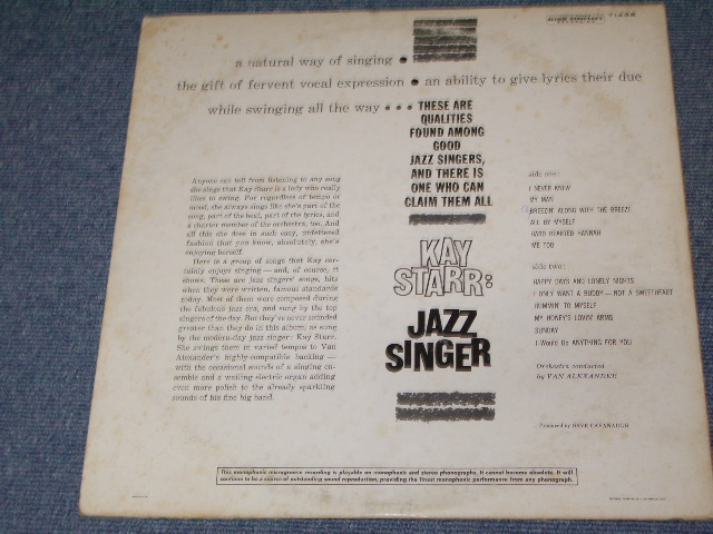画像: KAY STARR - JAZZ SINGER (Ex/Ex+++)  / 1960 US AMERICA ORIGINAL 1st Press "BLACK with RAINBOW Ring CAPITOL Logo On LEFT Side "Label MONO LP