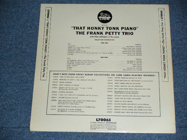 画像: FRANK PETTY ( HONKY TONK & RAG TIME PIANIST) - THAT HONKY TONK PIANO  / 1958 US ORIGINAL Mono LP 