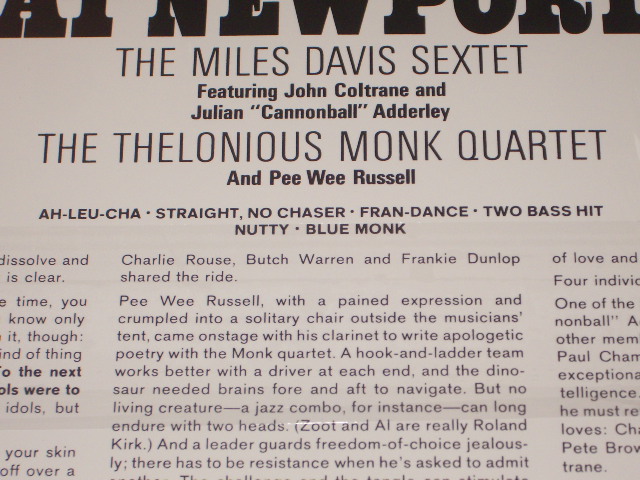 画像: MILES DAVIS & THELONIOUS MONK - MILES & MONK AT NEW PORT  /  US Reissue 180 glam Heavy Weight  Sealed LP  Out-Of-Print 