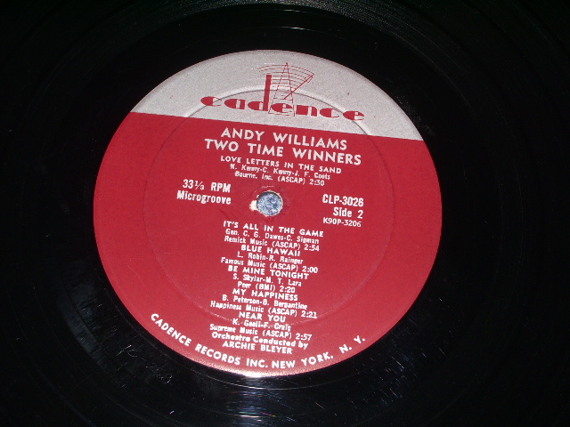 画像: ANDY WILLIAMS - TWO TIME WINNERS / 1959 US ORIGINAL MONO LP  