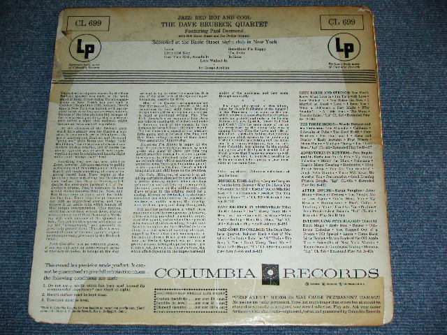 画像: THE DAVE BRUBECK QUARTET - JAZZ : RED HOT AND COOL / 1955 US ORIGINAL 1st Press  6 EYES Label MONO  LP 