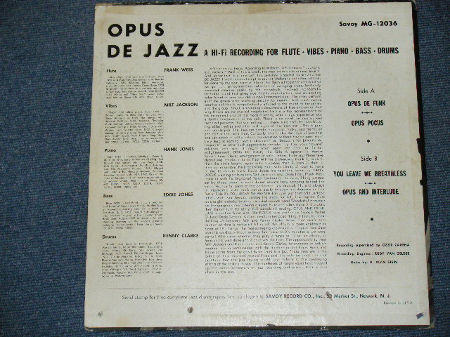 画像: v.a. ( FRANK WESS, MILT JACKSON, HANK JONES, EDDIE JONES, KENNY CLARKE ) - OPUS DE JAZZ  / 1955 US ORIGINAL Mono LP  