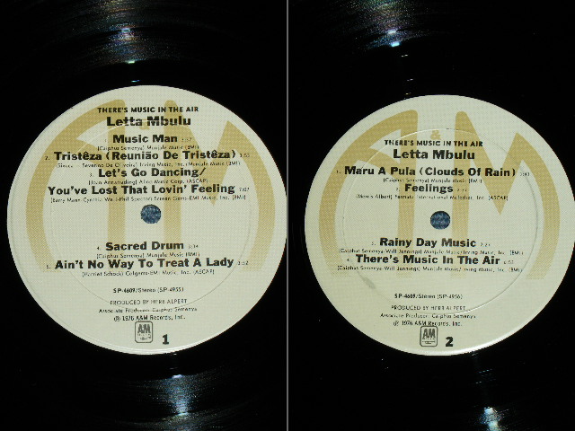 画像: LETTA MBULU ( Produced by HERB ALPERT : Suported by JIM GORDON,CHUCK RAINY,JOE SAMPLE,+ MORE )  - THERE'S MUSIC IN THE AIR  / 1976  US ORIGINAL Used LP