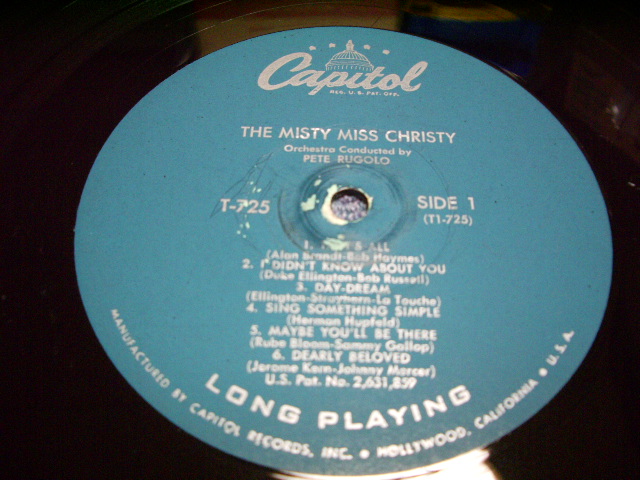 画像: JUNE CHRISTY - THE MISTY MISS CHRISTY ( Ex++/Ex++ ) / 1956 US ORIGINAL "1st Press TURQUOICE Label" MONO Used LP 