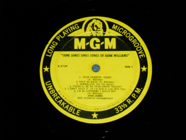 画像: JONI JAMES - SINGS SONGS OF HANK WILLIAMS( Ex/Ex++ ) / 1959 US ORIGINAL YELLOW Label  MONO LP
