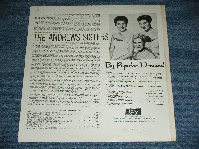 画像:  THE ANDREWS SISTERS - BY POPULAR DEMAND  / 1961  UK/ENGLAND ORIGINAL MONO  LP