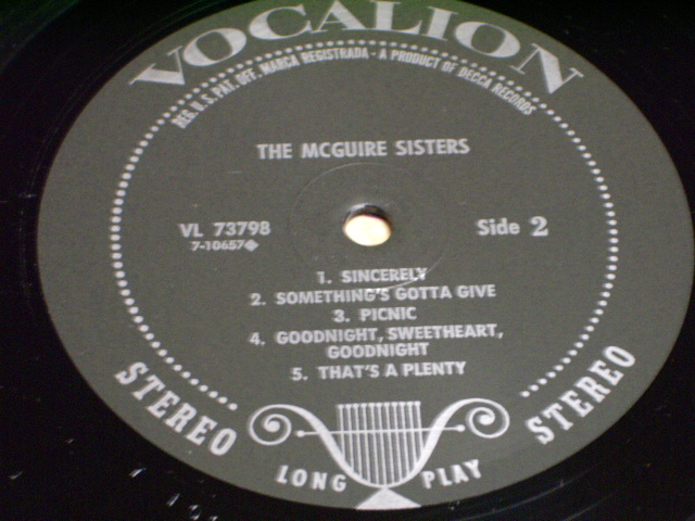 画像: THE McGUIRE SISTERS - THE McGUIRE SISTERS / US Re-Package LP