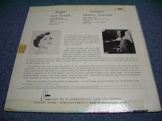 画像: KAY STARR & ERROLL GARNER - SINGIN' KAY STARR SWINGIN' ERROLL GARNER / 1957 2nd ISSUE "REISSUE OF '56 RELEASE MODERN LMP-1203" 