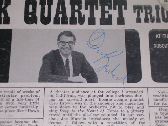 画像: DAVE BRUBECK QUARTET - SOUTHERN SCENE ( With AUTOGRAPHED SIGNED ) / 1960 US ORIGINAL Stereo LP 