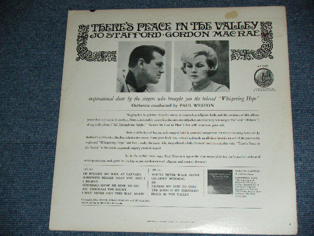 画像: JO STAFFORD + GORDON MACRAE    - THERE'S PEACE IN THE VALLEY / 1963 US ORIGINAL STEREO LP 