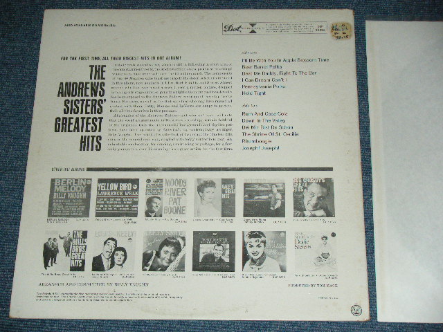 画像:  THE ANDREWS SISTERS - THE ANDREWS SISTERS' GREATEST HITS / 1962  US ORIGINAL STEREO  LP