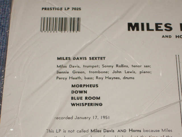 画像: MILES DAVIS -   MILES DAVIS AND HORNS /  GERMANY  Reissue Brand New Sealed LP