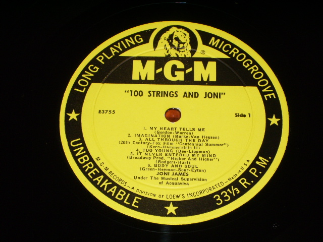 画像: JONI JAMES -  100 STRINGS & JONI  / 1959 US ORIGINAL YELLOW Label  MONO LP