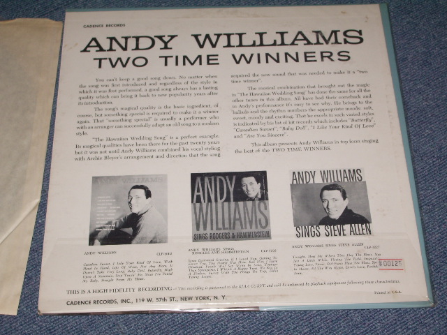 画像: ANDY WILLIAMS - TWO TIME WINNERS / 1959 US ORIGINAL MONO LP  