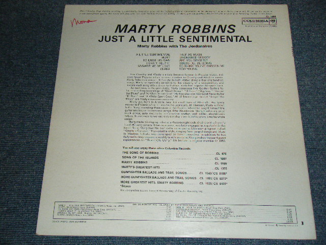 画像: MARTY ROBBINS - JUST A LITTLER SENTIMENTAL / 1962 US ORIGINAL  6 Eyes MONO  LP 