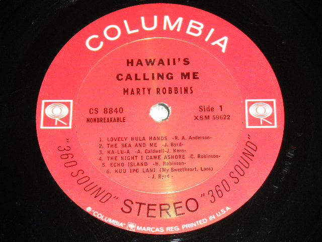 画像: MARTY ROBBINS -  HAWAII'S CALLING ME / 1963 US ORIGINAL Black 360 SOUND Label STEREO  LP 