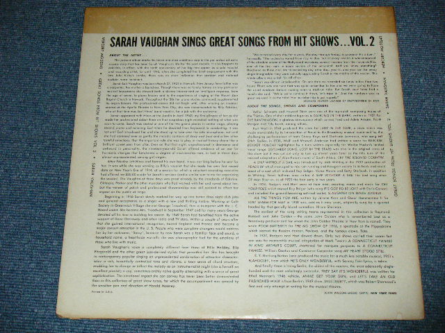 画像: SARAH VAUGHAN - SINGS GREAT SONGS FROM HIT SHOWS VOL.2   / 1958  US ORIGINAL Black Label MONO LP