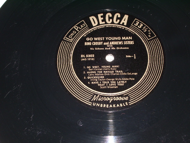 画像: BING CROSBY and THE ANDREWS SISTERS - GO WEST YOUNG MAN / 1951 US ORIGINAL MONO  10"LP 
