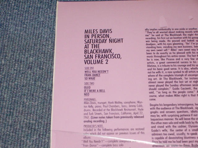 画像: MILES DAVIS - MILES DAVIS - IN PERSON, SATURDAY NIGHT AT THE BLACK HAWK, SAN FRANCISCO, VOLUME 2   /  US Reissue 180 glam Heavy Weight  Sealed LP  Out-Of-Print 