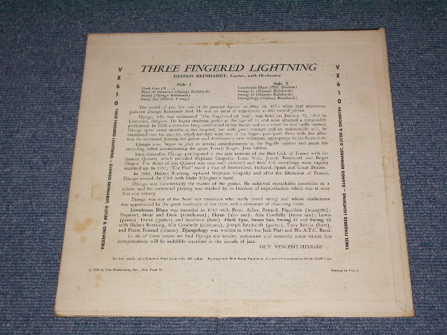 画像: DJANGO REINHARDT - THREE FINGERED LIGHTNING / 1953 US ORIGINAL MONO 10" LP