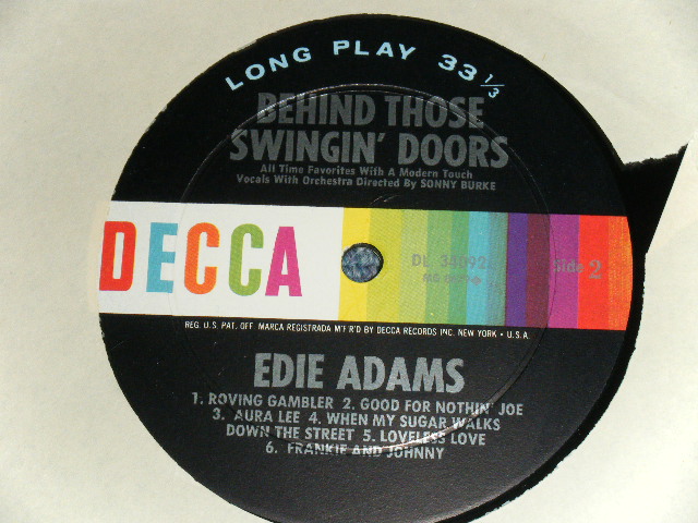 画像: EDIE ADAMS - BEHIND THOSE SWINGIN' DOOR ( Ex+/Ex+++ )  / 1964 US ORIGINAL MONO LP 