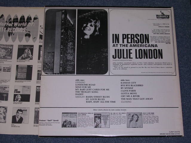 画像: JULIE LONDON - IN PERSON AT THE AMERICANA ( Ex+/Ex+++ ) / 1964 US ORIGINAL MONO LP