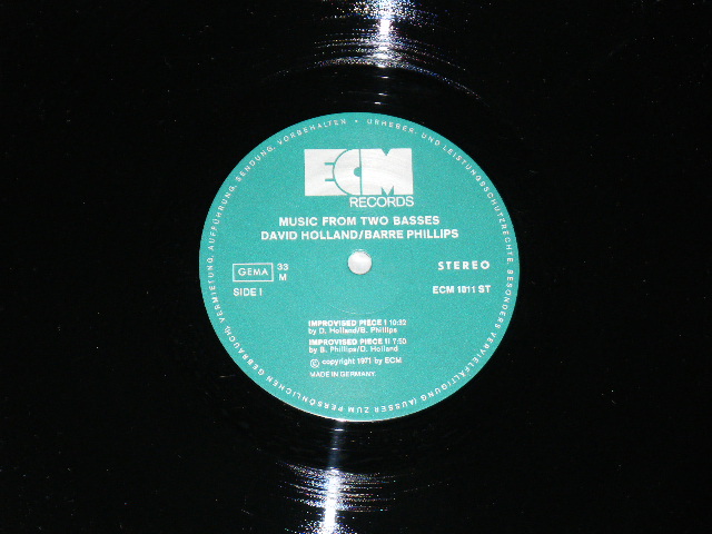 画像: DAVID HOLLAND / RARRE PHILLIPS - MUSIC FROM TWO BASSES / 1971(?) WEST-GERMANY ORIGINAL LP