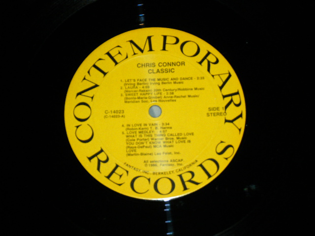 画像: CHRIS CONNOR - CLASSICS  / 1986 US ORIGINAL Used  LP 