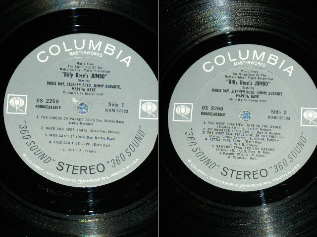画像: DORIS DAY ost - BILLY ROSE'S JUMBO ( Ex+/Ex+++ ) / 1962 US ORIGINAL 360 SOUND Label STEREO Used LP