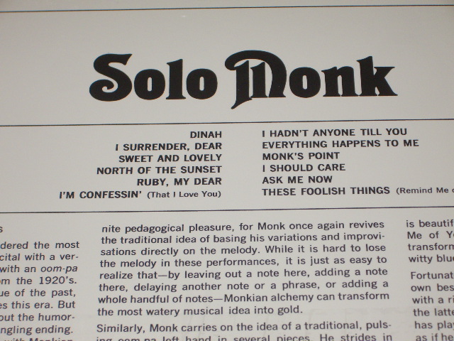 画像: THELONIOUS MONK -  SOLO MONK / US Reissue Sealed LP