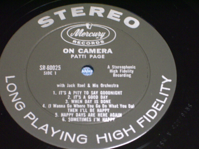 画像: PATTI PAGE - ON CAMERA...FAVORITES FROM TV / 1959 US ORIGINAL STEREO LP