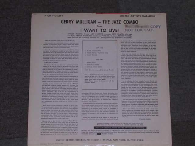 画像: ost GERRY MULLIGAN / ART FARMER / SHELLY MANNE - THE JAZZ COMBO from I WANTS TO LIVE! / 1958 US ORIGINAL White Label Promo MONO LP