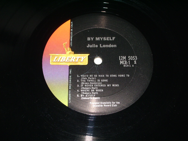 画像: JULIE LONDON - BY MYSELF ( Ex+/Ex+ Looks: Ex++ )  /1963? US AMERICA ORIGINAL "1st Press GOLD Color Logo Label"  Used LP