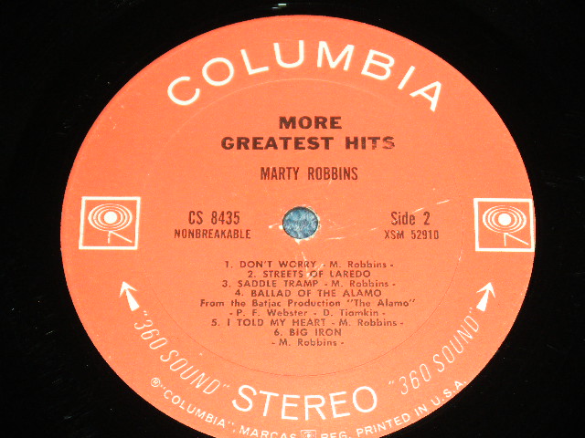 画像: MARTY ROBBINS -  MORE GREATEST HITS / 1963 US ORIGINAL 2nd Press 360 SOUND Label STEREO  LP 