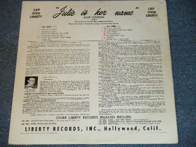 画像: JULIE LONDON - JULIE IS HER NAME ( DEBUT ALBUM : Ex++,Ex-/Ex++ ) / 1956 MONO 1st PRESS Turquoise Color LABEL LP Glossy Jcaket 
