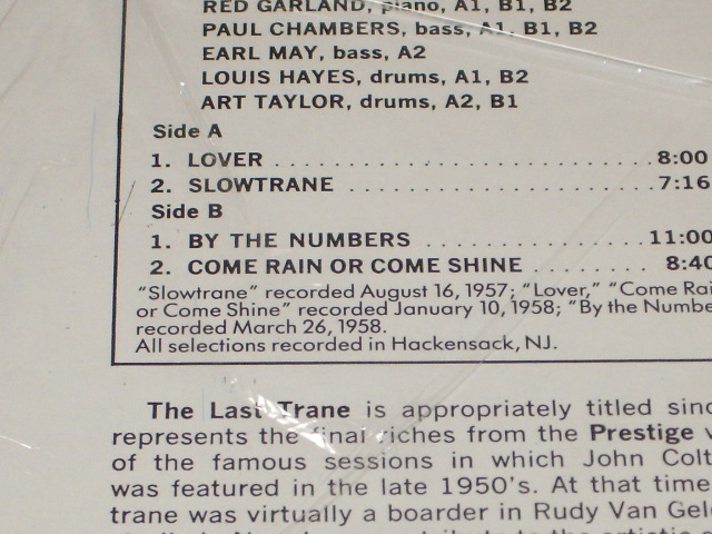 画像: JOHN COLTRANE - THE LAST TRANE   / WEST GERMANY  Reissue Sealed LP