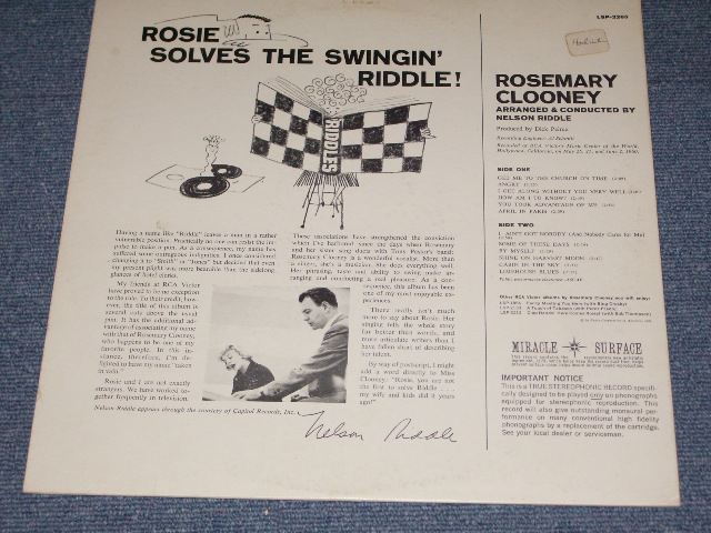 画像: ROSEMARY CLOONEY - ROSIE SOLVES THE SWINGIN' RIDDLE! ( Ex+/Ex++ ) / 1961 US STEREO ORIGINAL LP