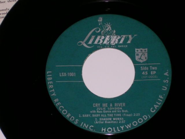 画像: JULIE LONDON - CRY ME A RIVER (Ex+++,Ex++/Ex+++ ) / 1955 US ORIGINAL MONO 45rpm EP