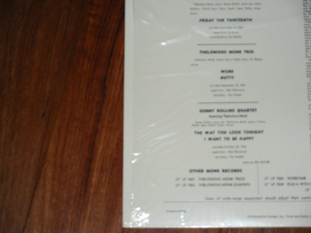 画像: THELONIOUS MONK & SONNY ROLLINS -  THELONIOUS MONK & SONNY ROLLINS / US Reissue Sealed LP